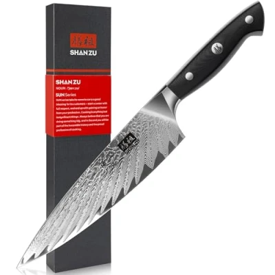 Imagen de SHAN ZU Cuchillo de Cocina Damasco 20m, Chef Profesional Acero AUS 10 Japones 67 Capas, con Mango Material G10, Ccinero Verdura, Fruta y Carne