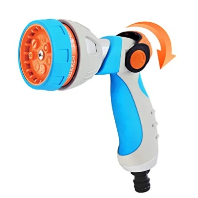 Imagen de GRÜNTEK Pistola de Riego en Métal para Manguera Jardín Pulverizadora con 7 Spray Lígera y Resistente Se controla una mano Water Stop integrado