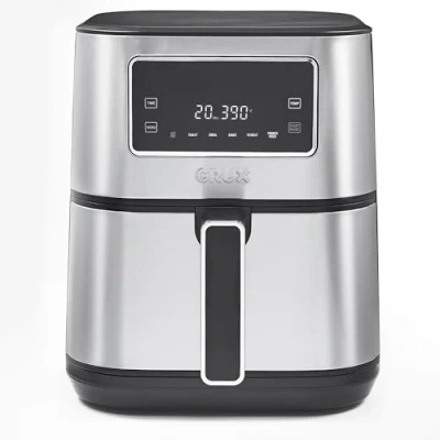 Imagen de CRUX Freidora de Aire Digital Sin Aceite 6 L, Control Táctil con 8 Menús Preprogramados, Temperatura y Tiempo Regulable, Sartén Bandeja Antiadherentes Aptas para Lavavajillas, 1500 W, Blanco