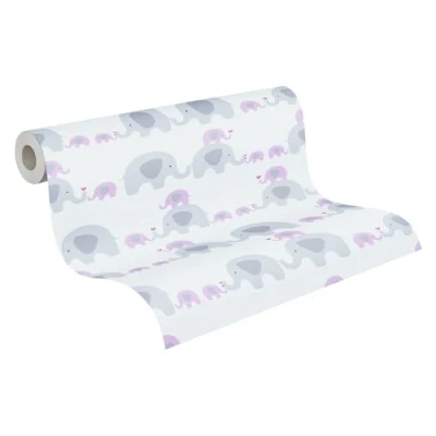 Imagen de A.S. Création 381132 38113 2 Papel pintado para pared (10,05 x 0,53 m), diseño de animales, color rosa, gris y blanco