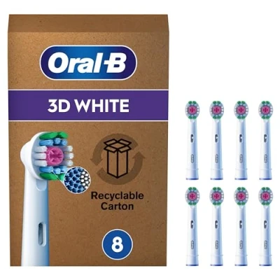 Imagen de Oral B Pro 3D White Recambios para Cepillo Eléctrico de Dientes, Pack 8 Cabezales, Blanco Originales (Tamaño Buzón)