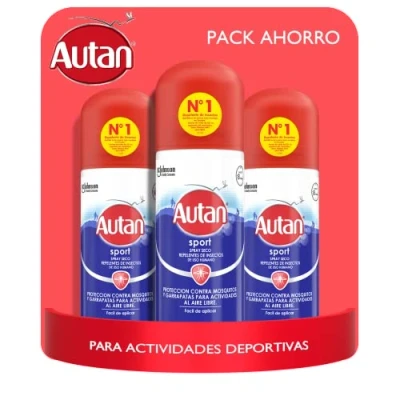 Imagen de Autan® Pack Sport Dry Spray ayuda a proteger contra las picaduras de mosquitos comunes, tropicales y tigre, especial actividades deportivas, 3 Unidades