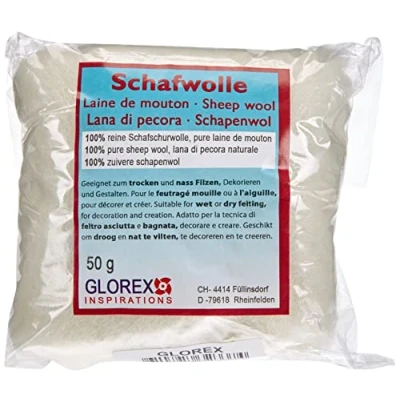 Imagen de GLOREX Lana de Oveja, 50 g, Color Blanco, 10 x 6 cm