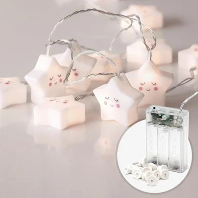Imagen de CozyHome Guirnalda Luces interior estrellas para niños 6 metros &amp; 20 led blanco cálido I Con enchufe decorativas habitacion Fairy lights decoracion Luz hadas Luzes pequeñas