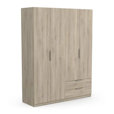 Imagen de Demeyere 391392 Vestidor con Armario Moderno 4 Puertas 5 estantes 2 cajones, Madera de ingeniería, Gris