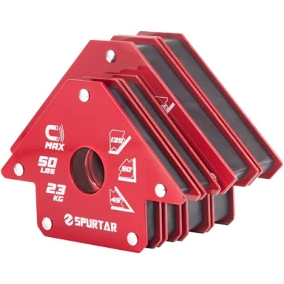 Imagen de Spurtar 4 pzas escuadras magneticas electrodos soldadura para soldar, 2PCS 23kg y 34kg, soporte magnético de flecha equipo taller soldador imán 45, 90, 135 grados