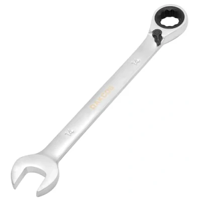 Imagen de DAKCOS Llave Combinada con Carraca Trinquete Reversible de 14mm CR V acabado cromado mate