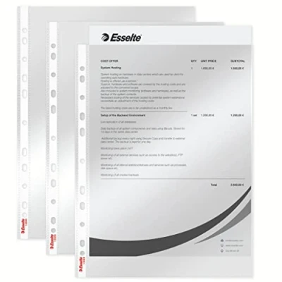 Imagen de Esselte Leitz 13089 Economy Fundas de plástico para documentos (DIN A4, 100 unidades, polipropileno), transparentes