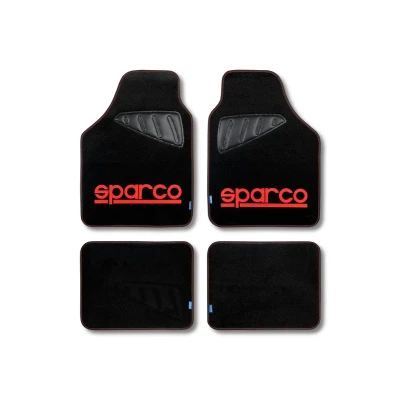 Imagen de SPARCO SPC1903 Juego de alfombrillas suelo Poliéster, PVC, Látex delante y detrás Rojo, negro