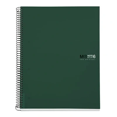 Imagen de Miquelrius Cuaderno A4 Notebook The Original, 6 franjas de colores, Cubierta polipropileno opaco, Tamaño 210 x 297 mm, 4 Taladros, 150 Hojas 70 g/m², Rayado Horizontal 7 Color Verde Kaki
