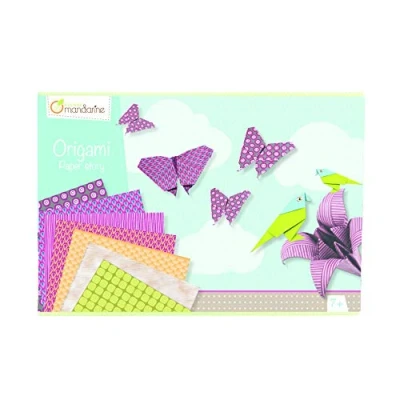 Imagen de AVENUE MANDARINE Caja creativa origami Kit de iniciación para niños A partir 7 años 20 hojas 15 x cm bicolor + con motivos