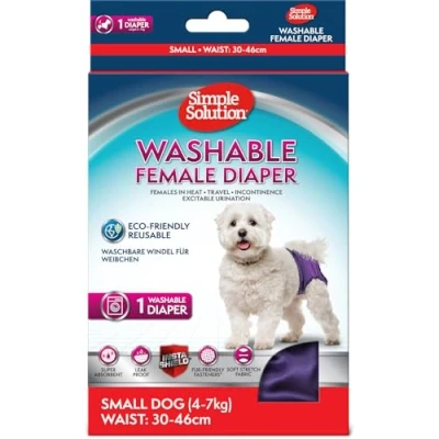 Imagen de Simple Solution Lavable Reutilizable pañales para Perros Hembra Absorbente con Ajuste a Prueba de Fugas Micción excitable o incontinencia 1 pañal Perro por Paquete pequeño