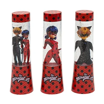 Imagen de Joy Toy 65973 _ 12 Miraculous LED de glitzerlampen 4, 5 x 15 cm en Tube del paquete pilas 3 Diseños diferentes La entrega, recibe una esas Después azar , color/modelo surtido