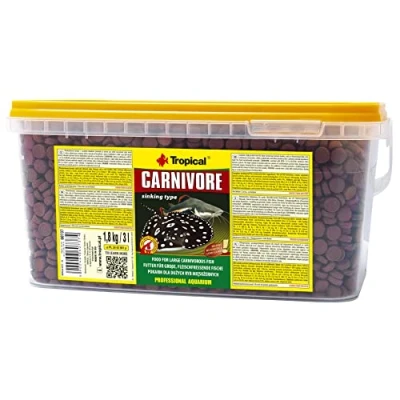 Imagen de Tropical Carnivore Forro para Grandes, Fleischfressende Peces (Raya, Depredadores welse), (1 x 3 L) Comida Mascotas, Natural, L (1er Pack), 1800