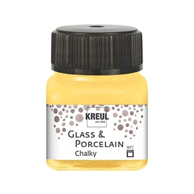 Imagen de KREUL 16632 vidrio y Porcelana Chalky Yellow azafrán, 20 ml vidrio, suave pintura mate al agua para porcelana, de secado rápido, opaca