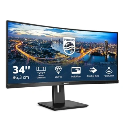 Imagen de Philips Monitor 345B1C/00 34, Curved 1500R, WQHD, 100Hz, VA, Adaptive Sync, 3440x1440, 300cd/m, HDMI 2x2.0, Displayport 1x1.2, Sin Webcam