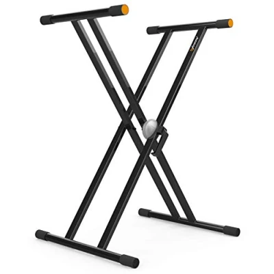 Imagen de Audibax Onyx 130 Plus Black Soporte de Teclado Tijera Doble para Musical Electrónico Sistema Ajuste con Rótula Easy Lock Carga Máxima 65 kg