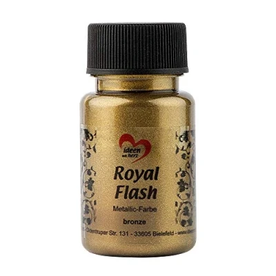 Imagen de Ideen mit Herz pintura acrílica metalizada Royal Flash con las partículas de brillo más finas metálica 50 ml (bronce oro)