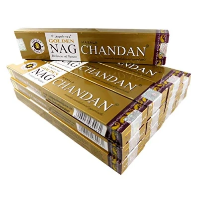 Imagen de Golden Nag Chandan Juego de 12 Paquetes 15 g Aprox. 180 Varillas Incienso