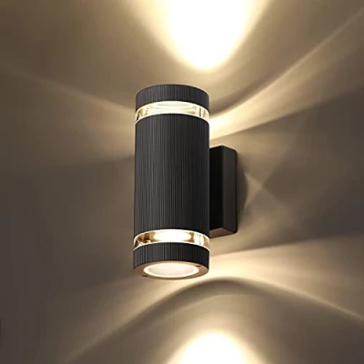 Imagen de CELAVY Aplique Pared Exterior Impermeable IP65, LED de 3000K Blanco Cálido Lampara GU10 Aluminio, Luz Iluminacion para Terraza Jardin Balcón Garaje, Negro