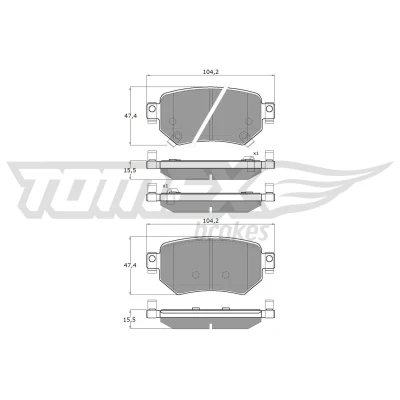 Imagen de TOMEX brakes TX 18 70 Juego de pastillas freno Eje trasero con avisador acústico desgaste MAZDA: 6 Berlina, Familiar, Furgón / Familiar