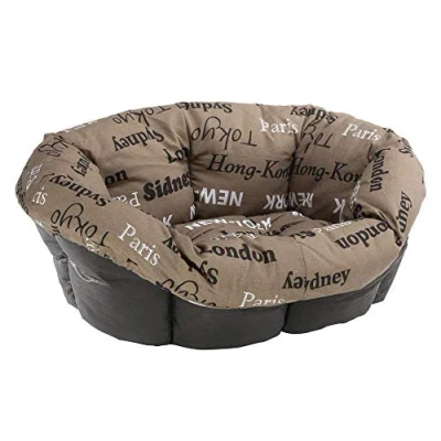 Imagen de Ferplast Cojín para Cama de Perros y Gatos SOFÀ Cushion 12 Funda Acolchada Animales Tipo Cesta plástico, Algodón Lavable, Regulable con cordón elástico, 114 x 83 h 37 cm Marrón