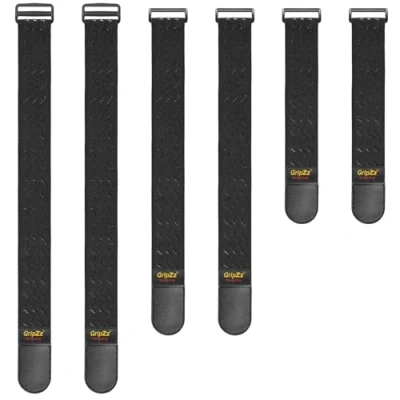 Imagen de GripZz Bandas de Correa Elásticas con Cierres Gancho y Bucle 3 Tamaños (61/46/30cm x 5cm) Banda Cierre Hebilla Para Organizar sus Cables Extensión Mangueras Bicicleta Taller Garaje