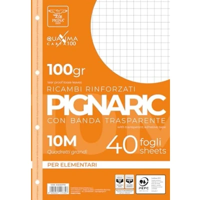 Imagen de Pigna 022223710 Recambio con cinta reforzada estilo 10 cuadriculado de 1 cm para papel primer grado 100 g/m², paquete 40 hojas
