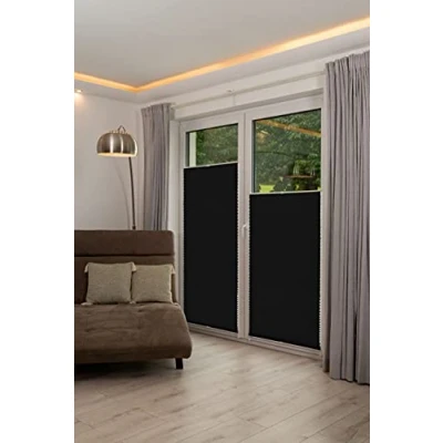 Imagen de Khome Cortina Plisada Palma con fijación de Arandelas, poliéster, Antracita, 55 x 130 cm