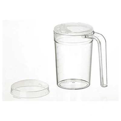 Imagen de Homecraft Taza de Policarbonato Transparente, Material Inastillable, con 2 Tapas Diferentes, para Personas Agarre y Rango Movilidad Reducidos