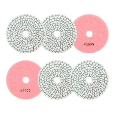 Imagen de SANLEETEK Almohadillas Pulidoras Diamantadas Húmedas 4&quot;/100mm 6piezas Grano 3000 Discos Pulido para Granito Mármol Piedra Artificial Cuarzo Amoladora Angular