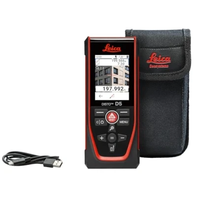 Imagen de Leica Disto D5 Medidor Láser de Distancia Profesional con Bluetooth (App), Puntero Digital (Interior y Exterior) Sensor Inclinación para Seguimiento Alturas, Medición Perfiles Ángulos