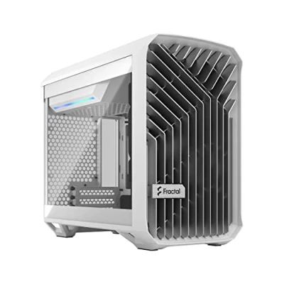 Imagen de Fractal Design Torrent Nano White Clear Tint Tempered Glass Side Panel Open Grille for Maximum Air Intake 180mm PWM Fan Included Type C mATX Airflow Mini Tower PC Gaming Case
