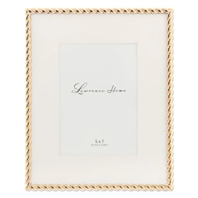 Imagen de Lawrence Frames Marco de metal, diseño cuerda, 8 x 10, mate, 12 17 cm, color dorado
