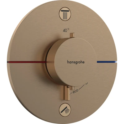 Imagen de hansgrohe ShowerSelect Comfort S, termostato empotrado , grifo con botón de seguridad (SafetyStop) a 40 C, redondo para ducha y bañera, mezclador 2 funciones, bronce cepillado