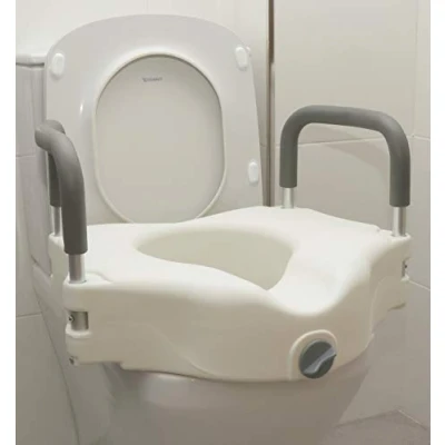 Imagen de OrtoPrime Elevador WC Adulto con Reposabrazos Acolchados Elevadores Altura 12 cm Alza para Inodoro Baño Adaptado Alzador Sujeción de Seguridad Ortopédico