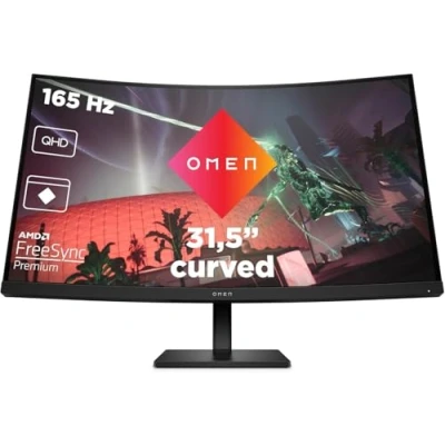 Imagen de HP OMEN 32c Monitor Gaming de 32&quot; QHD (2560 x 1440 a 165 Hz, 16:9, 1ms, HDMI Antirreflejo DisplayPort AMD FreeSync Premium, Compatible con Consolas,1500R, Altura e inclinación Ajustable, Curvo) Negro