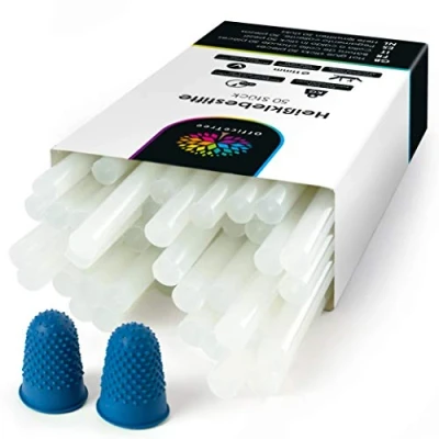 Imagen de OfficeTree 50x Barras Silicona Caliente 11mm x 200mm Barra de sin Disolventes y Secado Rápido Blanca para Pistola