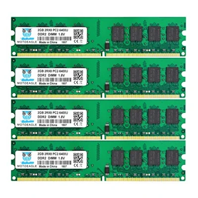 Imagen de 8GB Kit (4x2GB) DDR2 800MHz PC2 6400 6400U Unbuffered Non ECC 1.8V CL6 2Rx8 Dual Rank 240 Pin UDIMM Sobremesa Memoria Principal Module
