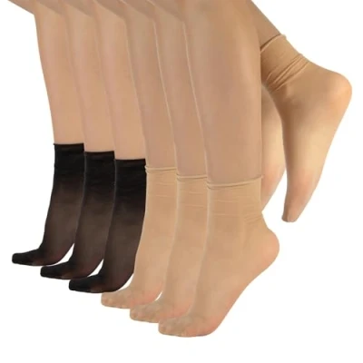 Imagen de CALZITALY PACK 4/5/6 Pares de Calcetines sin Puño Elástico, Mini Medias Cinturón Finos 20 DEN Made in Italy (Talla Unica, 4 Negro+Naturales)