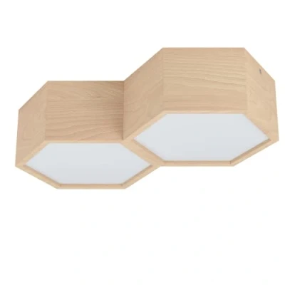 Imagen de Eglo lámpara de techo Mirlas, 4 luces, iluminación madera al natural y plástico en blanco, luz pasillo, casquillo E27