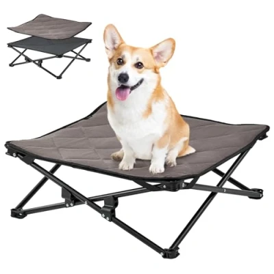 Imagen de KingCamp cama elevada para perros, de refrigeración no requiere montaje, plegable campamento perros con malla transpirable y alfombrilla gamuza pies