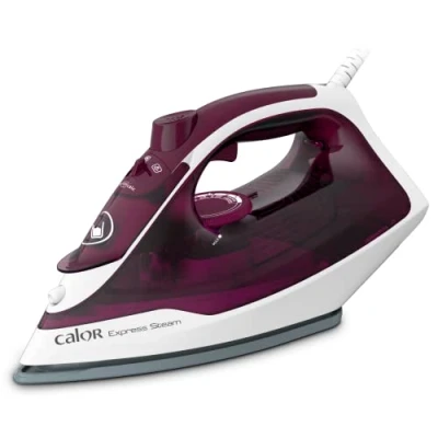 Imagen de Calor Express Plancha de vapor, 2400 W, flujo vapor 35 g/min, función prensado 160 Suela cerámica, Desarrugado vertical FV2835C0, Granate