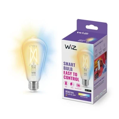 Imagen de WiZ Bombilla inteligente Filamento LED Wi Fi, 6,7w(Eq. 60w) E27 ST64, Luz Blanca Cálida a Fría Regulable, con tecnología SpaceSense y compatible Alexa Google Home