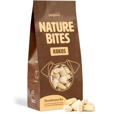Imagen de petifool Nature Bites Coco, Aperitivo Natural para Perros, plátano y Manzana, sin aditivos Artificiales, Cereales, Vegano, 200 g, de fabricación Alemana