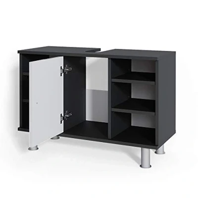 Imagen de Vicco Mueble bajo Lavabo Fynn, Blanco Alto Brillo/Antracita, 80 x 54 cm