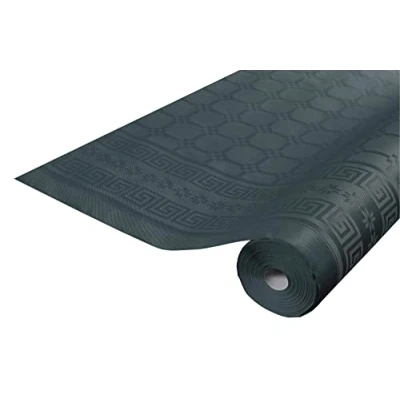 Imagen de Pro Nappe Ref R480659I Mantel de Papel Damasco desechable en Rollo 6 M Largo X 1,20 Ancho Color Antharcite con Estampado Universal Chic y clásico Caja 12 Rollos