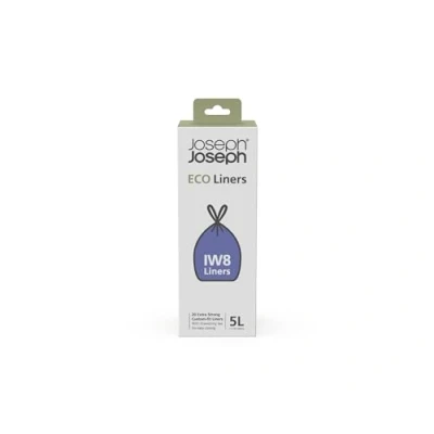 Imagen de Joseph Eco Liners IW8 Bolsas ecológicas en plástico reciclado, de basura cocina con cordón, Resistentes, Paquete 20, Capacidad 5 Litros