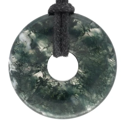 Imagen de Lebensquelle Plus Colgante de ágata musgosa con piedras preciosas, diámetro 30 mm