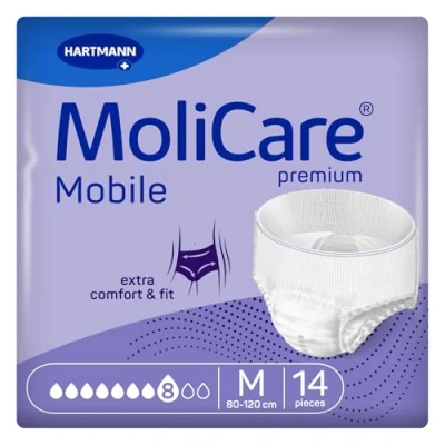 Imagen de Molicare Mobile 8 Gotas Talla M, Ropa Interior Absorbente para Mujeres y Hombres con Incontinencia Severa, Protección Contra Fugas, Respetuosa la Piel, Mejor Ajuste Corporal, 14 uds
